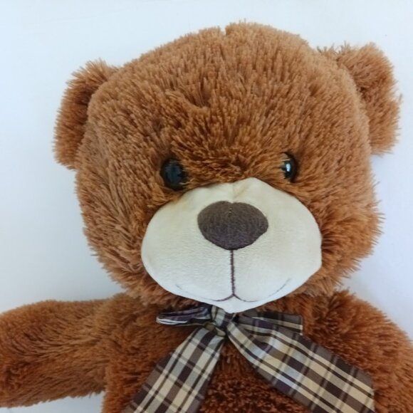 Goffa Teddy Bear Plush Stuffed Animal Large Jumbo 28" Long Plaid Bow 20" Sitting - Picture 4 of 7